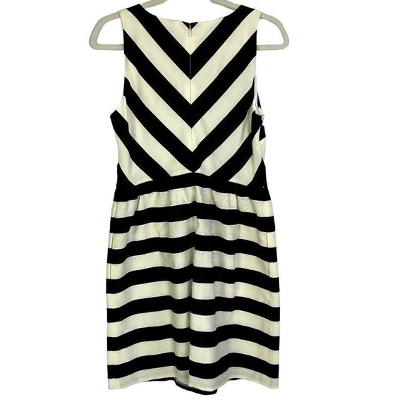 LOFT Striped Flare Dress, black & ivory, size 6 - Picture 7 of 12